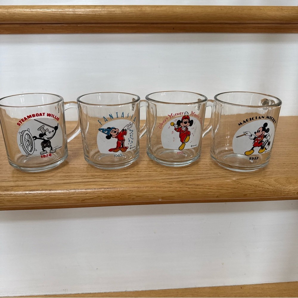 Disney Mickey Mouse through the years Glass Mug Set